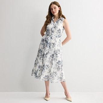 Women's Sandra Darren Collared Sleeveless Midi Dress