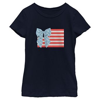Girls 7-16 Bow Stars & Stripes Graphic Tee