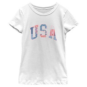 Girls 7-16 USA Patchwork Print Graphic Tee
