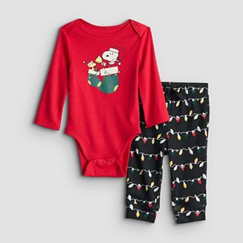 Baby Boy Jumping Beans® Peanuts Snoopy & Woodstock 2 pc Long Sleeve Bodysuit & Pants Set