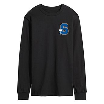 Men's Peanut Snoopy Collegiate Letter Long Sleeve Graphic Tee
