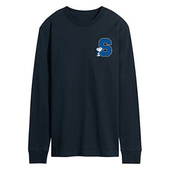 Men's Peanut Snoopy Collegiate Letter Long Sleeve Graphic Tee