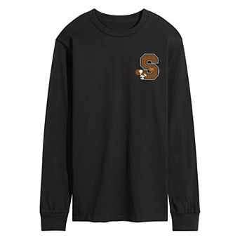 Men's Peanut Snoopy Collegiate Football Letter Long Sleeve Graphic Tee