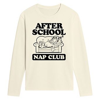 Men's Garfield After School Nap Club Long Sleeve Graphic Tee