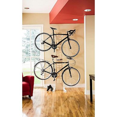 Saris The Hottie Two Bike Home Storage Stand - Freestanding Rack with Adjustable Cradles and Shelf