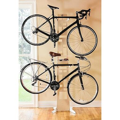 Saris The Hottie Two Bike Home Storage Stand - Freestanding Rack with Adjustable Cradles and Shelf