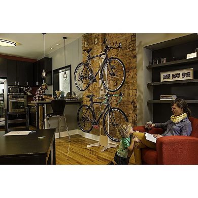 Saris The Hottie Two Bike Home Storage Stand - Freestanding Rack with Adjustable Cradles and Shelf