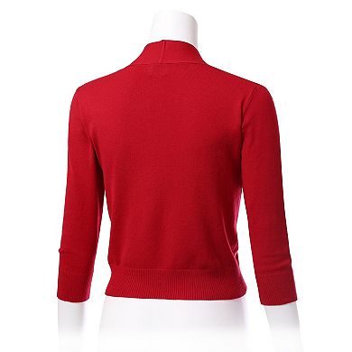 Women's 3/4 Sleeve Shrug Open Front Cropped Bolero Cardigan