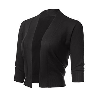 Women's 3/4 Sleeve Shrug Open Front Cropped Bolero Cardigan