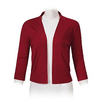 Women's 3/4 Sleeve Shrug Open Front Cropped Bolero Cardigan