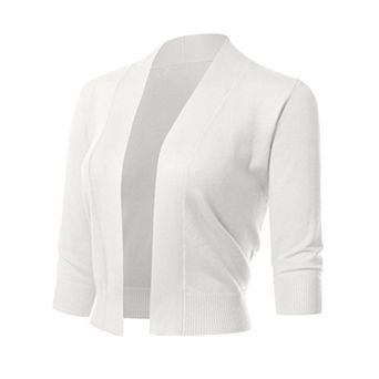 Women's 3/4 Sleeve Shrug Open Front Cropped Bolero Cardigan