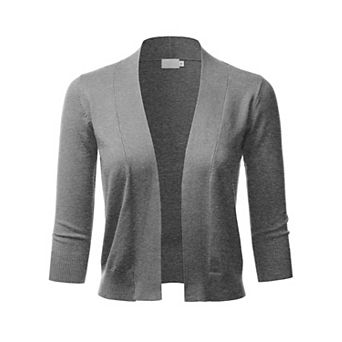 Women's 3/4 Sleeve Shrug Open Front Cropped Bolero Cardigan