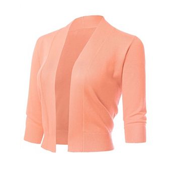 Women's 3/4 Sleeve Shrug Open Front Cropped Bolero Cardigan