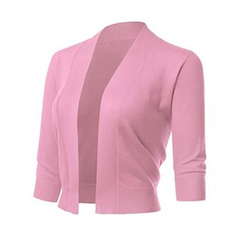 Women's 3/4 Sleeve Shrug Open Front Cropped Bolero Cardigan