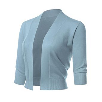 Women's 3/4 Sleeve Shrug Open Front Cropped Bolero Cardigan