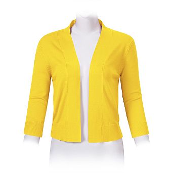 Women's 3/4 Sleeve Shrug Open Front Cropped Bolero Cardigan