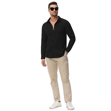 Men's Long Sleeve Shirt Casual Business Button Down