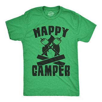Mens Happy Camper Shirt Funny Camping Cool Hiking Graphic Vintage Tee 80s Saying