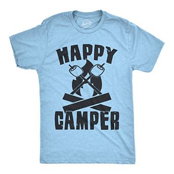 Mens Happy Camper Shirt Funny Camping Cool Hiking Graphic Vintage Tee 80s Saying