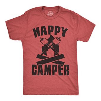 Mens Happy Camper Shirt Funny Camping Cool Hiking Graphic Vintage Tee 80s Saying
