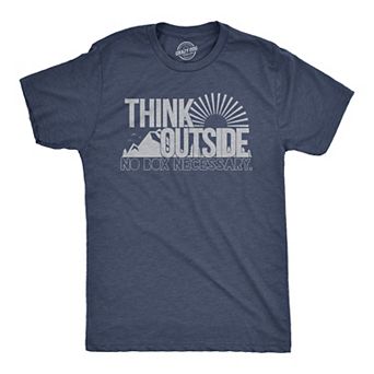 Mens Think Outside Funny No Box Necessary Hiking Camping Vintage Graphic T shirt