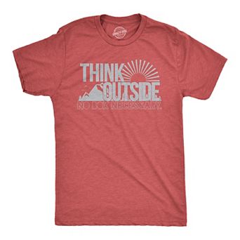 Mens Think Outside Funny No Box Necessary Hiking Camping Vintage Graphic T shirt