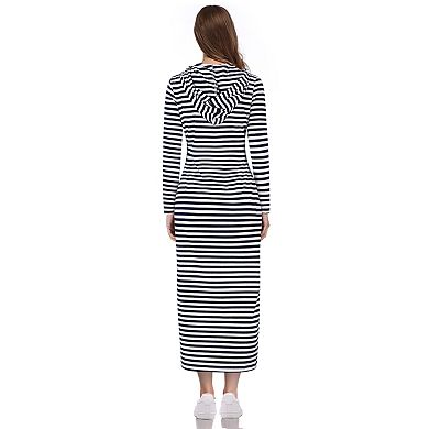 Women's Casual Long Sleeve Pocket Slim Pullover Maxi Hoodie Dress Sweatshirt Dresses