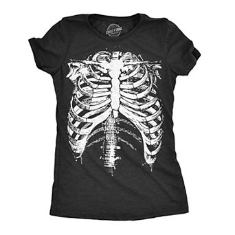Womens Splattered Rib Cage T Shirt Cool Skeleton Halloween Costume Tee for Ladies