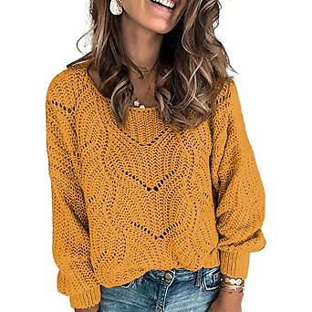 Hollow Cable Knit Pullover Sweater