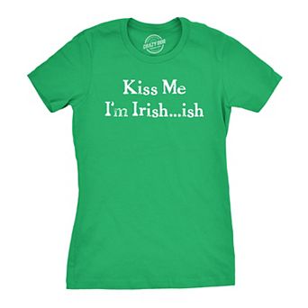 Womens Im Irish ish so Kiss Me T Shirt Funny Irish Tee for Saint Patricks Day