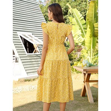 Women's Maternity Crew Neck Short Sleeve Midi Dress