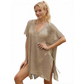 Women's Beach Cover Up Hollow Out Side Tie Adjustable