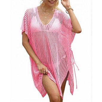 Women's Beach Cover Up Hollow Out Side Tie Adjustable