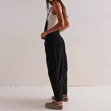 Women's Sleeveless with 4 Pockets & Adjustable Straps Jumpsuit