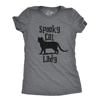 Womens Spooky Cat Lady T Shirt Funny Black Cat Halloween Tee