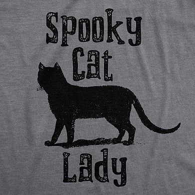 Womens Spooky Cat Lady T Shirt Funny Black Cat Halloween Tee