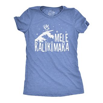 Womens Mele Kalikimaka T Shirt Funny Surfing Hawaiian Christmas Santa Tee