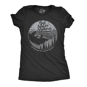Womens Get Lost In Nature Tshirt Cool Outdoor Adventure Tee for Ladies