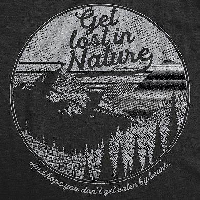 Womens Get Lost In Nature Tshirt Cool Outdoor Adventure Tee for Ladies