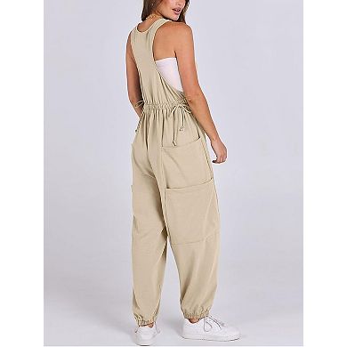 Women's Sleeveless Loose Casual Jumpsuit with Pockets