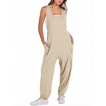 Women's Sleeveless Loose Casual Jumpsuit with Pockets