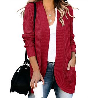 Womens Long Sleeve Open Front Cardigans Chunky Knit Draped Sweaters Outwear
