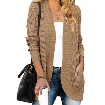 Womens Long Sleeve Open Front Cardigans Chunky Knit Draped Sweaters Outwear