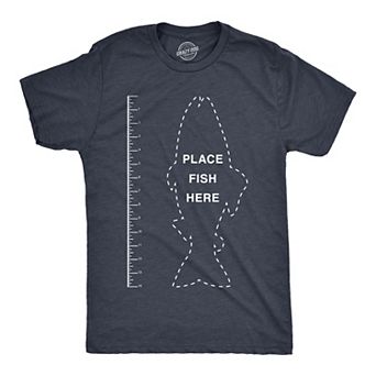 Mens Fish Ruler T Shirt Funny Fishing Measurement Tee