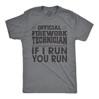 Mens Official Firework Technician T Shirt Funny Fourth Of July Tee for Guys