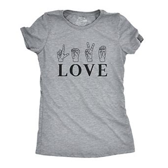 Womens Love Sign Language T Shirt Cute ASL Valentine's Day Tee