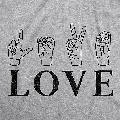 Womens Love Sign Language T Shirt Cute ASL Valentine's Day Tee