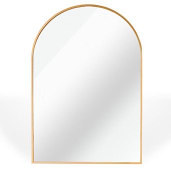20x30 Inch Gold Metal Framed Arched Bathroom Mirror