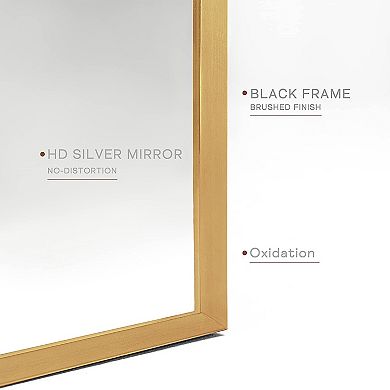 20x30 Inch Gold Metal Framed Arched Bathroom Mirror