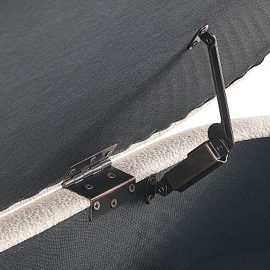 BAOURE Minimalist Oval Fabric Upholstered Ottoman Bench with Hidden Storage Compartment